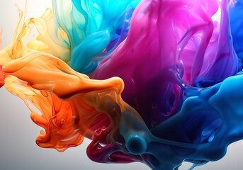 multicolored ink drop swirling in water. - obrazy, fototapety, plakaty