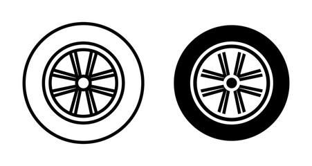 Car Wheel Vector Illustration Set. Auto tire rim sign in suitable for apps and websites UI design.