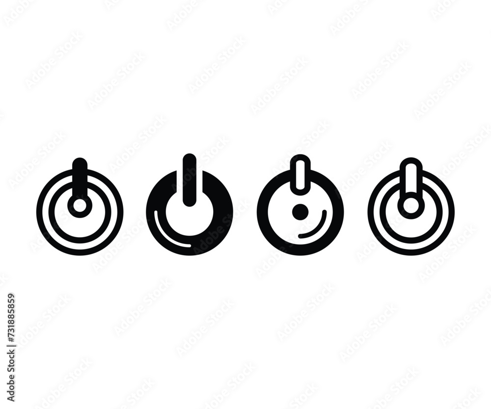 Poster power button line icon vector design simple black white illustration collections flat template isola