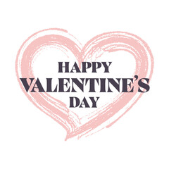 Happy Valentine's Day banner. Cute and elegant text over a hand drawn brushed heart.