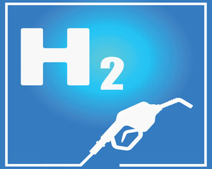 Hydrogen car station, Hydrogen car gas. Renewable Eco Energy. Vector stock illustration.
