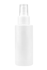 white empty bottle, for cosmetics and medicines, on a white background with place for text