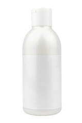 white empty bottle, for cosmetics and medicines, on a white background with place for text