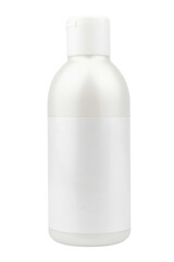 white empty bottle, for cosmetics and medicines, on a white background with place for text