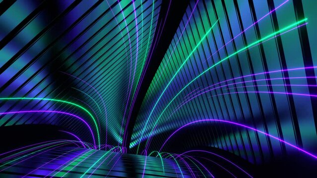 Purple and Turquoise Space Energy in Triangular Frame Background VJ Loop