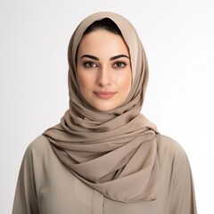 Naklejka premium Portrait of a Young Woman Wearing a Hijab for Fashion or Cultural Representation