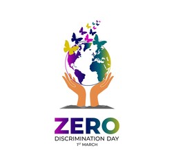 Zero Discrimination Day. 1 March. Holiday concept. Template for background with banner, poster and card. Jpeg format.