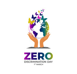 Zero Discrimination Day. 1 March. Holiday concept. Template for background with banner, poster and card. Vector illustration.