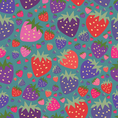 Motifs vectoriels de confiture de fraises dessinés à la main, sans couture, parfaits pour le papier d'emballage, les cartes cadeaux, le papier peint, la papeterie, les boîtes et sacs cadeaux, le tissu