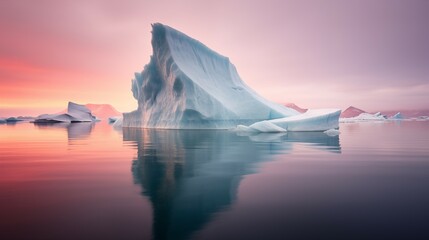 Professional photograph of iceberg floating in arctic waters.