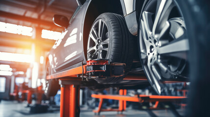 Fototapeta premium close up of hi-tech car repair work shop