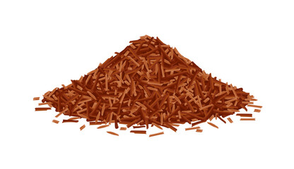 Dry rooibos tea heap isolated on white background.
Vector cartoon illustration.