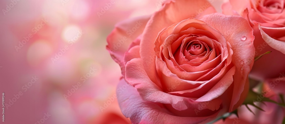 Canvas Prints Closeup pink rose with water droplets for your designs