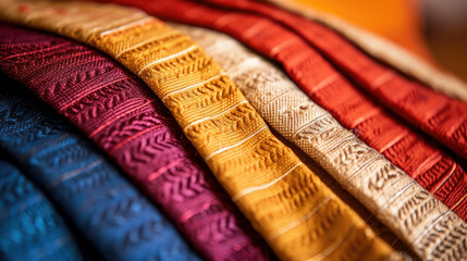 close up of traditional Asian fabrics and colours