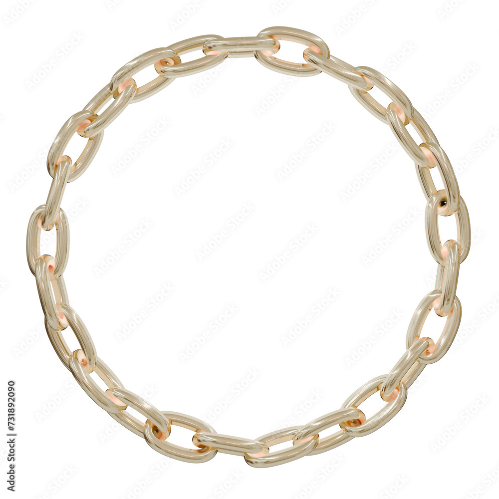 Poster modern simplicity: clean lines and gleaming gold define this 3d chain circle. transparent background