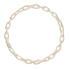 Golden perfection: Simple 3D render of a flawless gold circle chain. Transparent background for limitless creative possibilities.