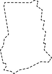 Naklejka premium dash line drawing of ghana map.