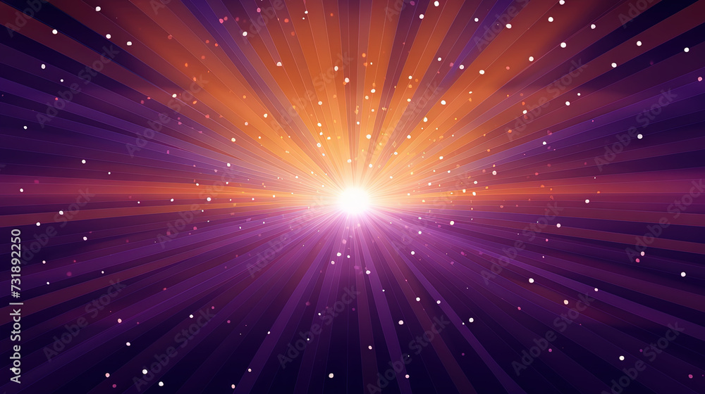 Aufkleber abstract backgound with purple and orange light rays. god rays or light burst with bokeh