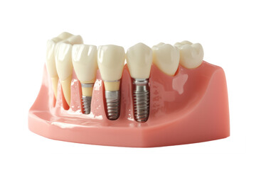 dental implant model with a translucent gum overlay, revealing the implant's positioning beneath the gumline.