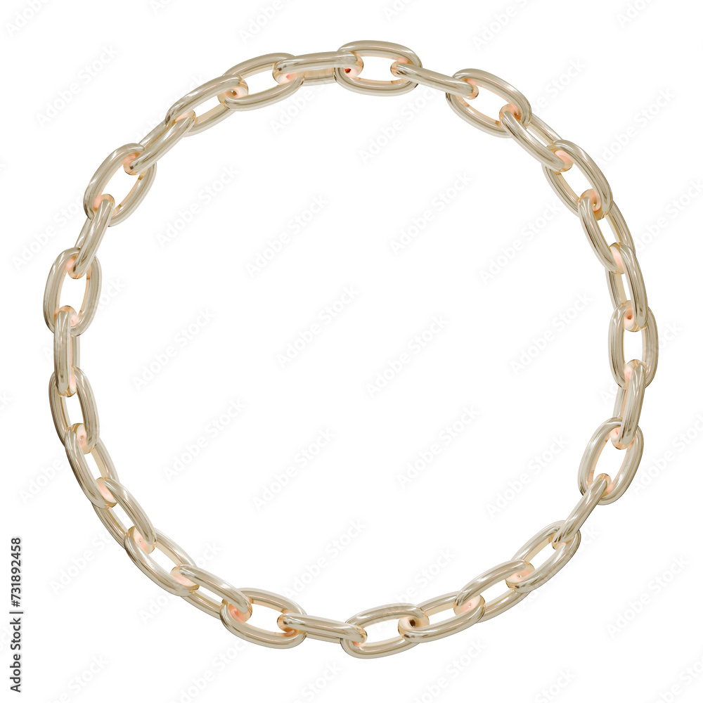 Poster minimalist gold: simple 3d circle of golden chains, perfect for modern design projects. isolated bac