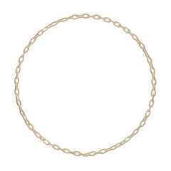 Classic elegance: Uncluttered 3D render of a golden chain circle, radiating timeless sophistication. Transparent background for seamless integration.
