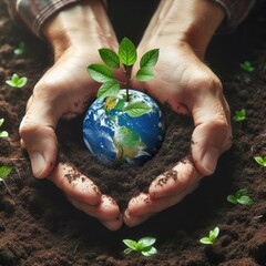 Planet in Our Hands: Conceptual Image of Earth Being Embraced"