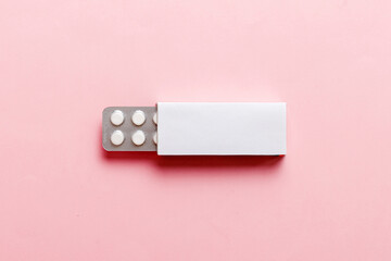 Blank White Product Package Box Mock-up. Open blank medicine drug box with blister top view