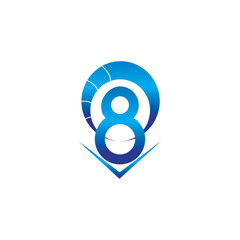 Gradient blue number 8 logo vector.