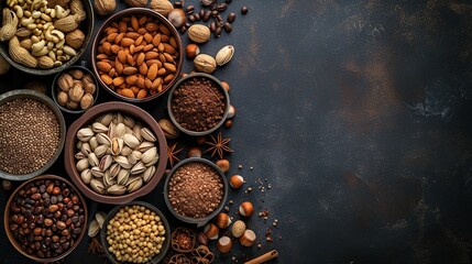 Illustration of Bowl of Nuts and Arabic Spices with Ample Room for Your Text, Created by Generative AI
