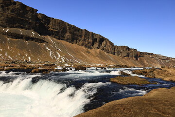 View on a waterfall in the Suðurland region of Iceland