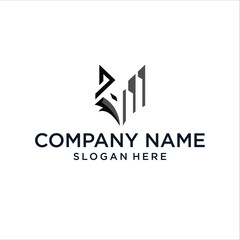 Fototapeta premium Wolf and building Logo Template Stock Vector