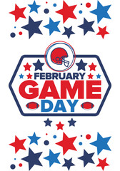 Fototapeta premium Game Day. American football playoff. Super Party in United States. Final game of regular season. Professional team championship. Ball for american football. Sport poster. Vector illustration