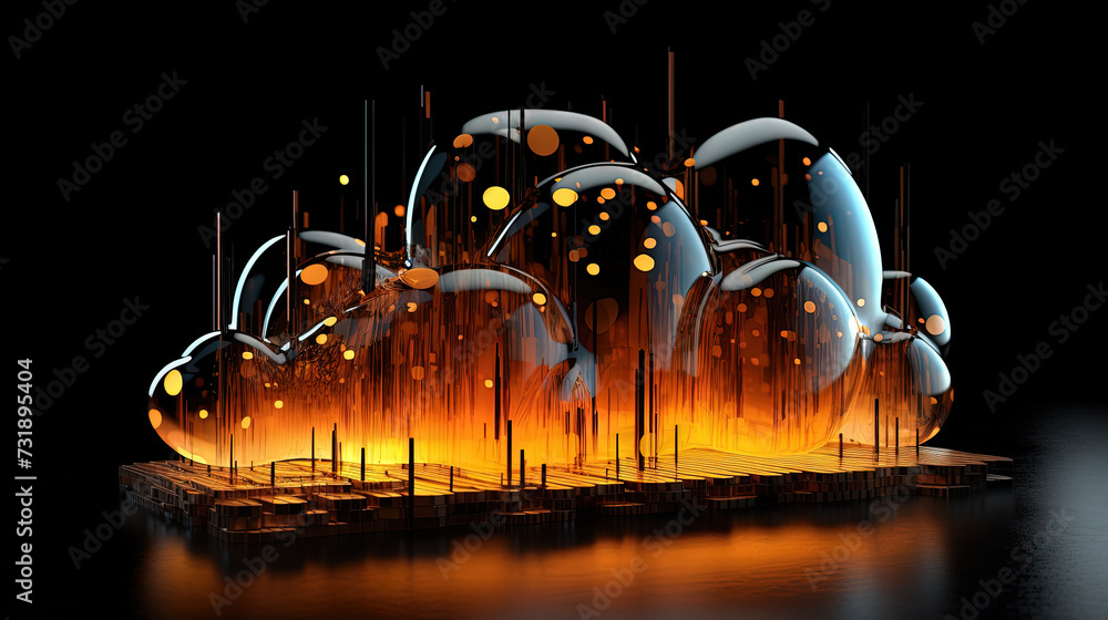 Aufkleber Cloud shaped technology abstraction. Connection and data storage concept