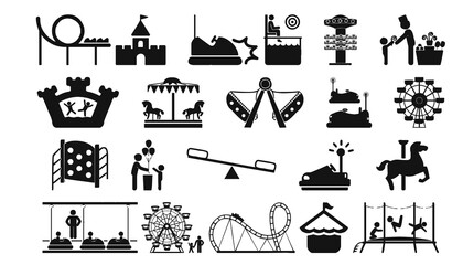 amusement park icon set PNG transparent