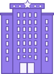 Colored Hotel Icon. Vector Icon of Hotel Building for Leisure and Business Meetings