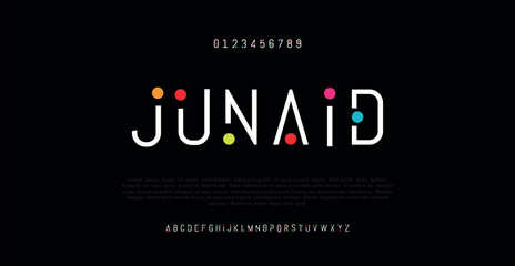 Junaid Modern alphabet fonts. Typography, Technology, Lettering, Elegant, Fashion, Designs, Serif fonts, Uppercase. Vector illustration