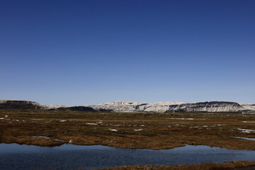 View on a mountain in the Su&eth;urland region of Iceland