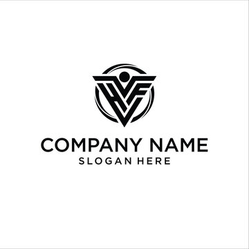 Letter HVF abstract people fitness triangle Logo,vector