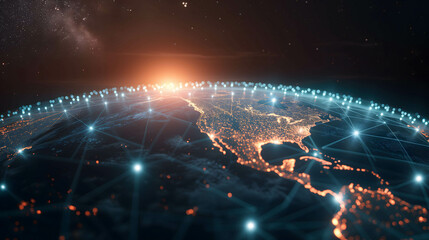 big data and network connected around the world, digital data and blockchain the new technology transfer information