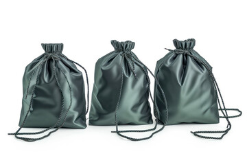 Set of drawstring packs template, bag for sport shoes isolated on white.
