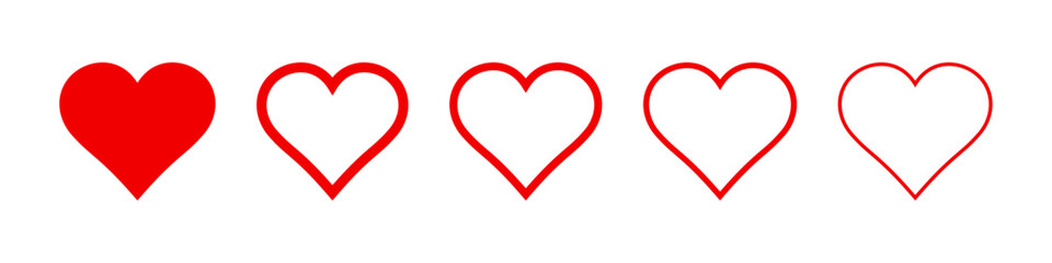 Red heart icon set