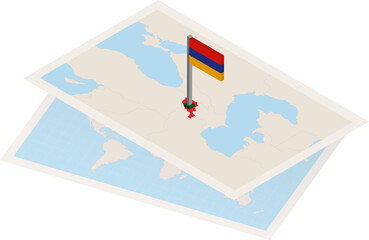 Armenia map and flag