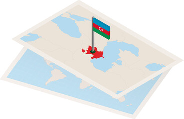 Azerbaijan map and flag