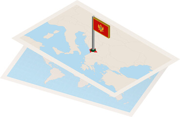 Montenegro map and flag