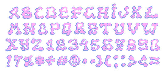 Pixel alphabet. Retro 8-bit video game letters. Vector.
