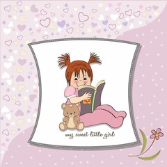 Sweet Little Girl Reading Book