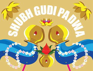 illustration of Gudi Padwa New Year celebration in Maharashtra of India