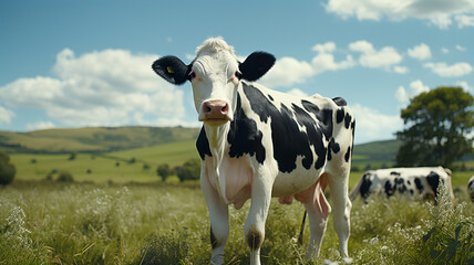 cow in the meadow wallpaper made with generative AI