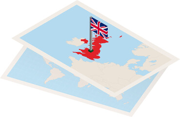 United Kingdom map and flag
