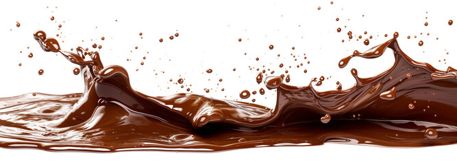 chocolate spread waves with splashes PNG file - obrazy, fototapety, plakaty